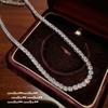 Beauty Is On The Tip Of The Heart, Love Big Gem Necklace, Sparkling, 18K Gold-Plated, Zircon Brilliant Arrangement Neck Chain.