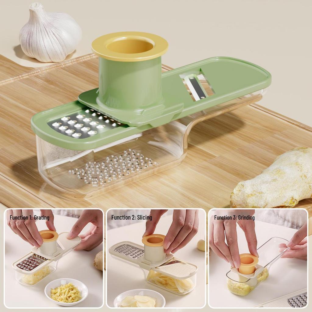 3-in-1 Ginger Garlic Grinder & Potato Slicer: Multi-functional Veggie Cutter for Ginger & Garlic Paste