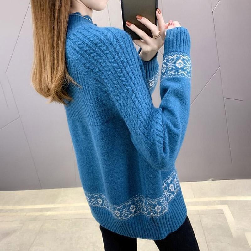 Pullover für Damen Herbst Winter Verdickter Pullover Warm Gestrickt Gestreift Rundhals Basisschicht Dehnbar Langarm Oversize Jumper Oberteile