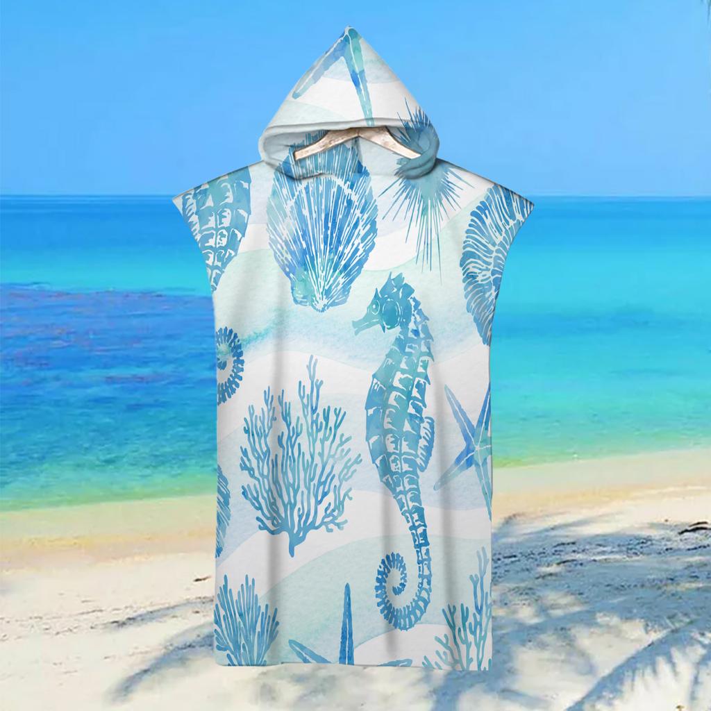 Adult Kids Beach Towel Quick Dry Hooded Cloak Children Women Large Bath Towels Sand Free Poncho Bathrobe For Summer Swim Surf