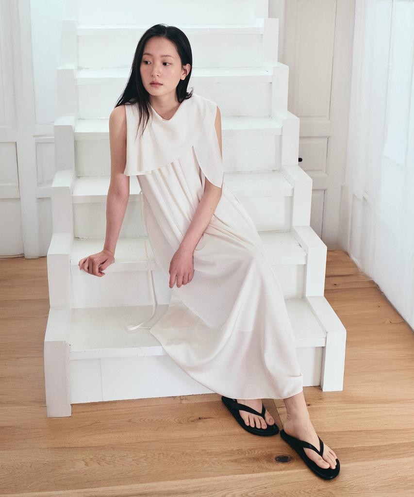 Towave Lu Ruffle Tie Dress_Cream