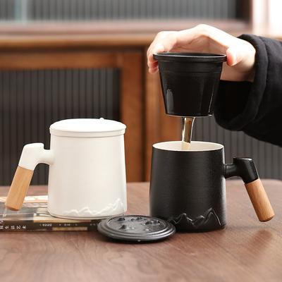 Cana de Ceai cu Filtru Ceramic Cană de Separare a Ceaiului Cană Ceramică de Birou cu Capac Cană Suvenir