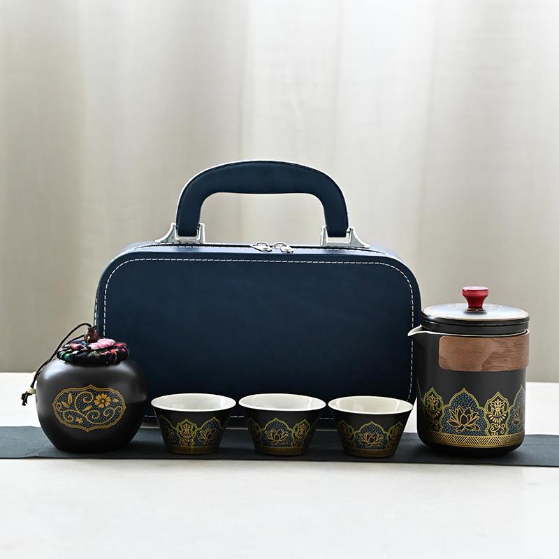Cestovní Kung Fu čajová souprava Venkovní malá sada Keramický Kuaike šálek Jeden hrnec Tři šálky Suvenýr Obchodní Dávné rýmy Dárky