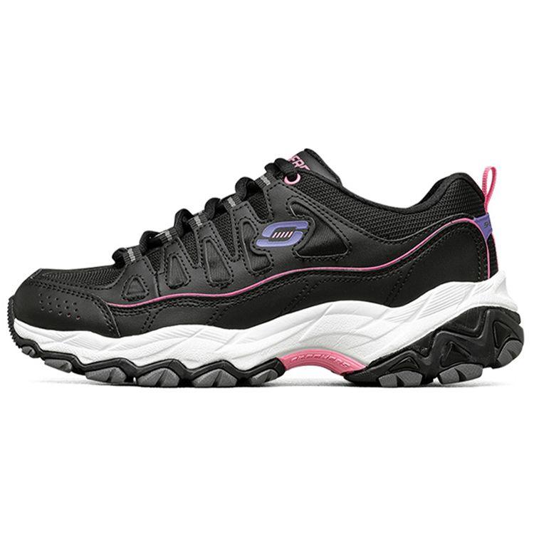 Skechers DLites Faux Leather Round Toe Lace-Up Comfortable Casual Low-Top Lifestyle Shoes Women sneakers Black 66666315-BLK 35