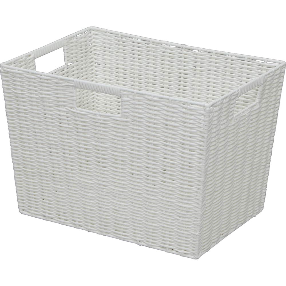 Iris Ohyama Oppbevaringsboks Hvit 38 x 26 x 26 cm Farget Flettet Kurv Dyp Sett med 3 2) KAB-38D
