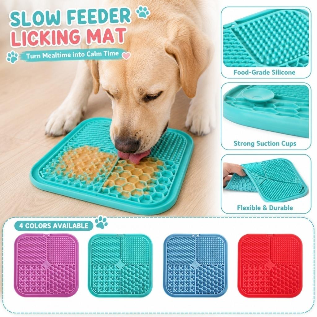Pet Slow Feeder Mat Dog Feeding Mat Silicone Slow Eating Bowl Mat with Suction Cup Non Slip Slow Food Placemat for Dogs and Cats