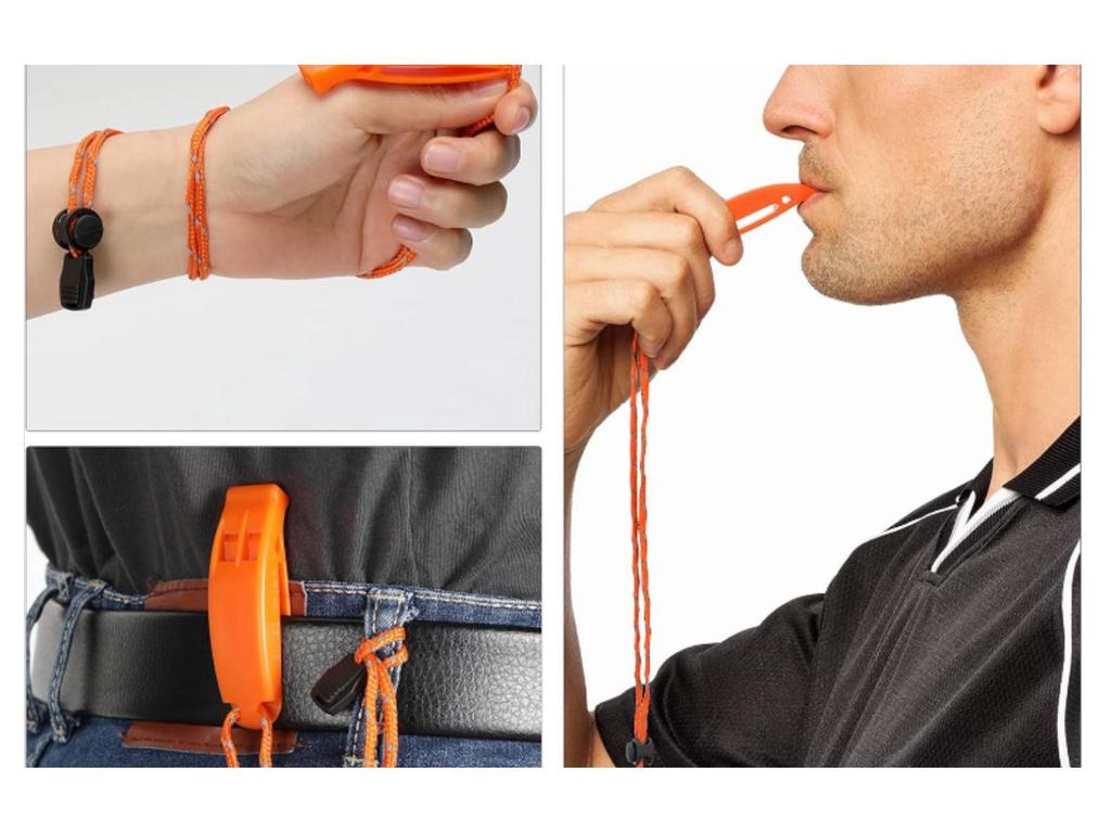 Fluier de Supraviețuire Impermeabil cu Frecvență Dublă și Șnur - Fluier de Siguranță pentru Exterior cu Sunet Acut, Fabricat din ABS Ecologic.