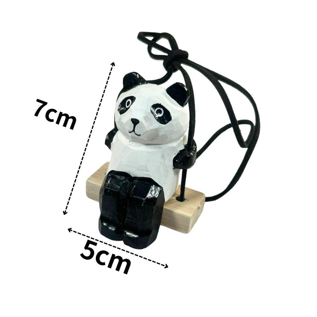 Cobalt Planet Wooden Swing Giraffe Hanging Ornament Swing Design Car Rearview Mirror Interior Hanging Decoration (Panda)