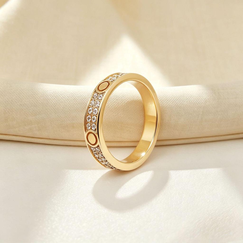 18K Rose Gold Plated Couple Rings: Starry Design, Wide & Narrow Bands, Plain & Nail Style for Men & Women