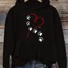 Women's Heart & Paw Print Casual Hoodie - Cozy Polyester Pullover