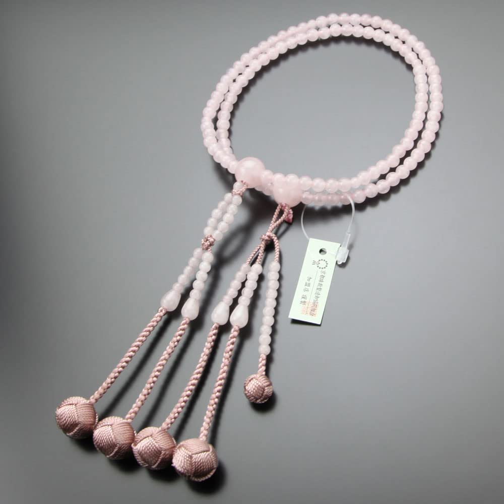 Mărgele de rugăciune budiste Nichiren pentru femei, 8 dimensiuni, 108 mărgele, cuarț roz, sanscrită, Tenbo, mărgele de rugăciune Kyoto, Kyoto cu două roți duble