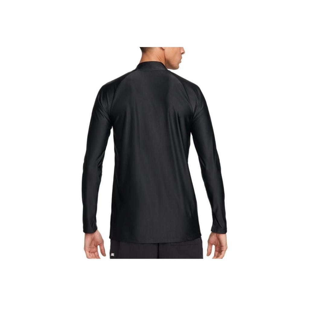 Nike Swim 3-D Letter Print Sun Protection Zip-Up Long Sleeve Swimsuit Men swimsuit Black FZ6161-010