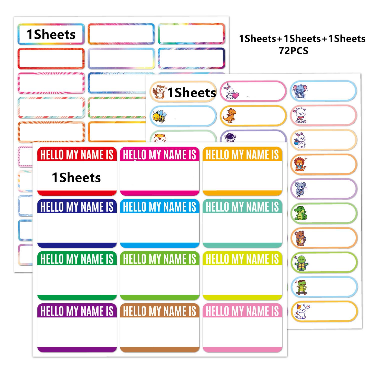 

72-1320Pcs Name Tag Sticker Customize Stickers Classification Labels Children Stationery Water Bottle Pencil Writing For Gifts