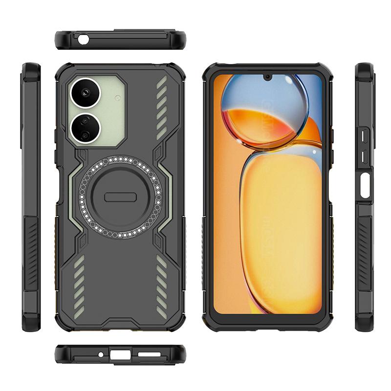 KEYSION Hollow Heat Dissipation Case for Redmi 13C 4G 5G Silicone+PC Magnetic Cooling Shockproof Phone Cover for Xiaomi POCO C65