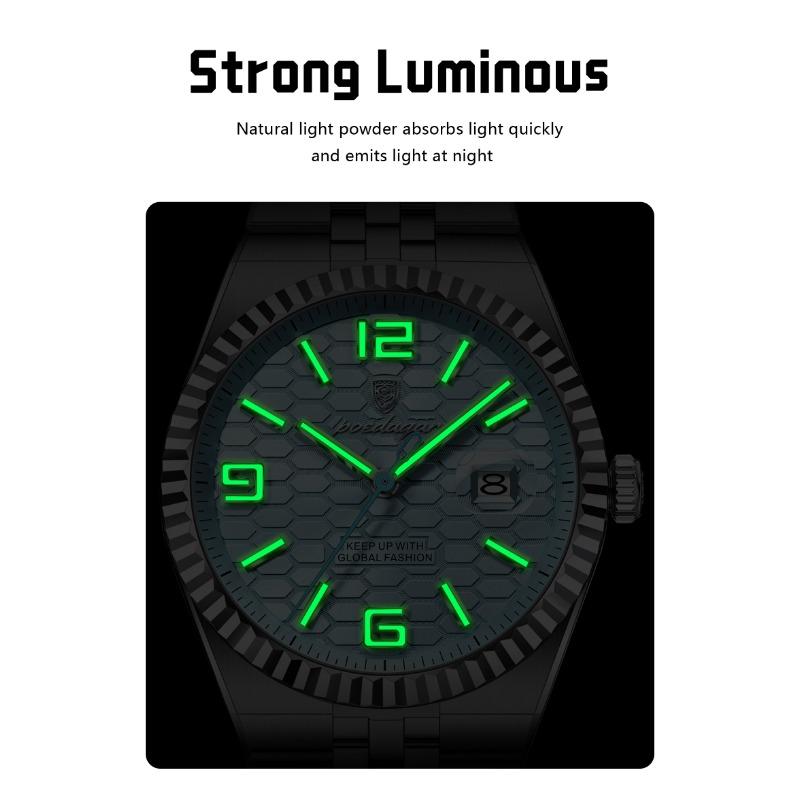 POEDAGAR Orologio da uomo originale di alta qualità Impermeabile Luminoso Data Orologio di lusso Acciaio Inossidabile Orologi al Quarzo Maschile+Scatola