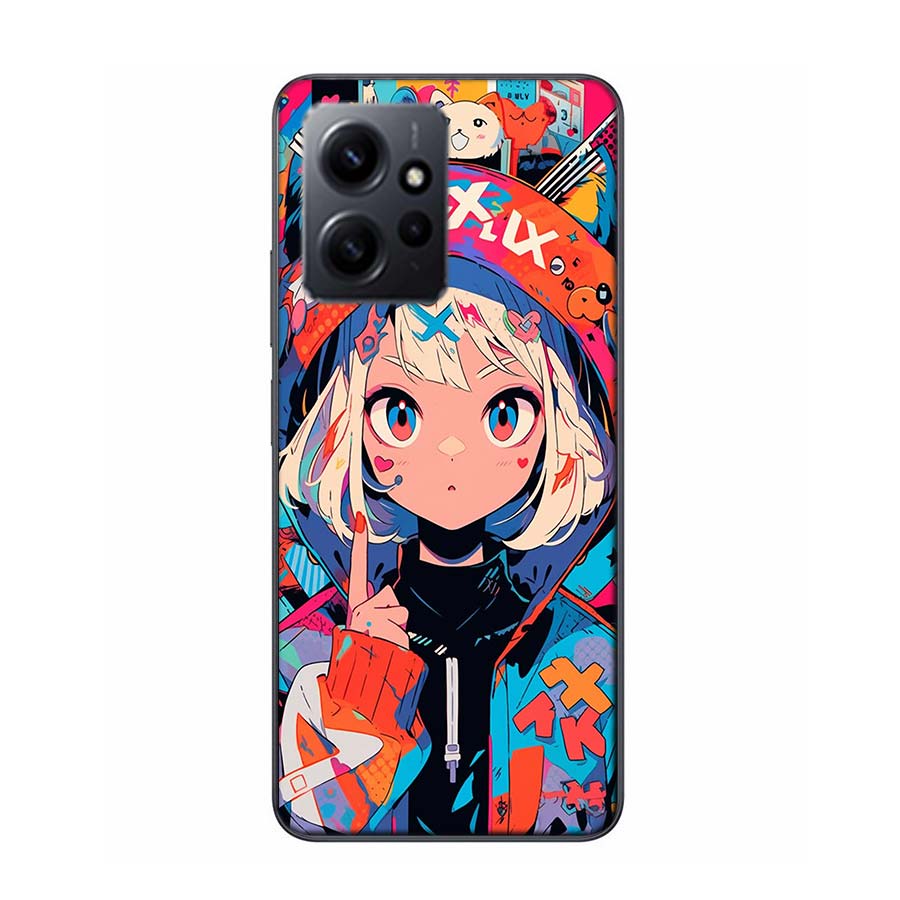 Graffiti Art Colorful Princess Girl Phone Case For Redmi 12 13C 12C 15C 9 10 10C Note 13 Pro Plus 14 15 Pro 9T 9C 9A TPU Soft Co
