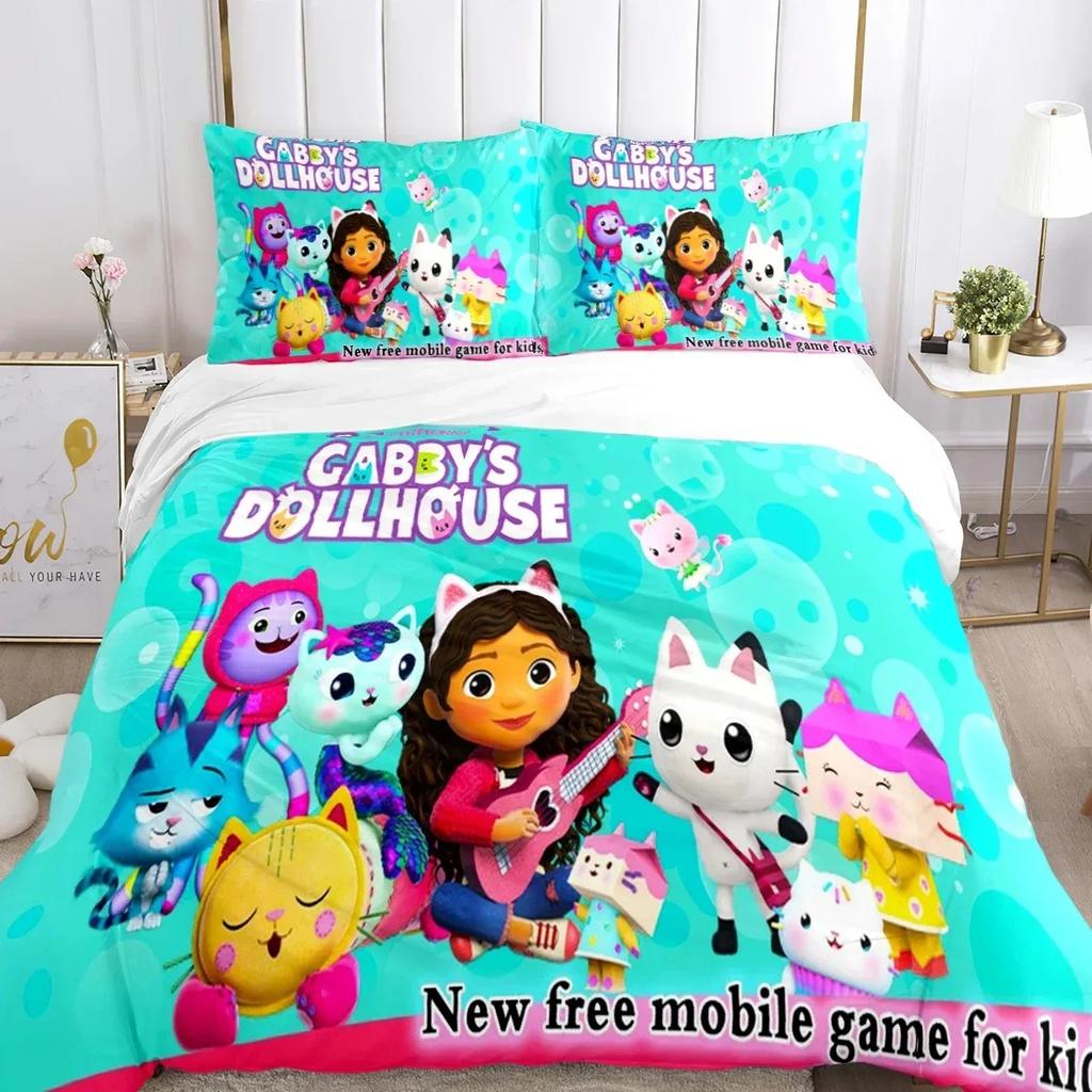 Gabby's dollhouse Kawaii 3D NEW Duvet Cover Pillowcase Bedding Set Adult Girl Bedroom Decoration Children Single Double Large