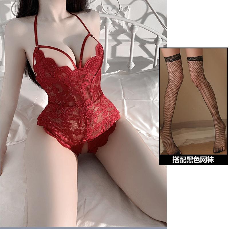Sexy Lingerie Lace Perspective Seduction Sexy Hot Onesie Open Crotch Passion Free from Pure Desire