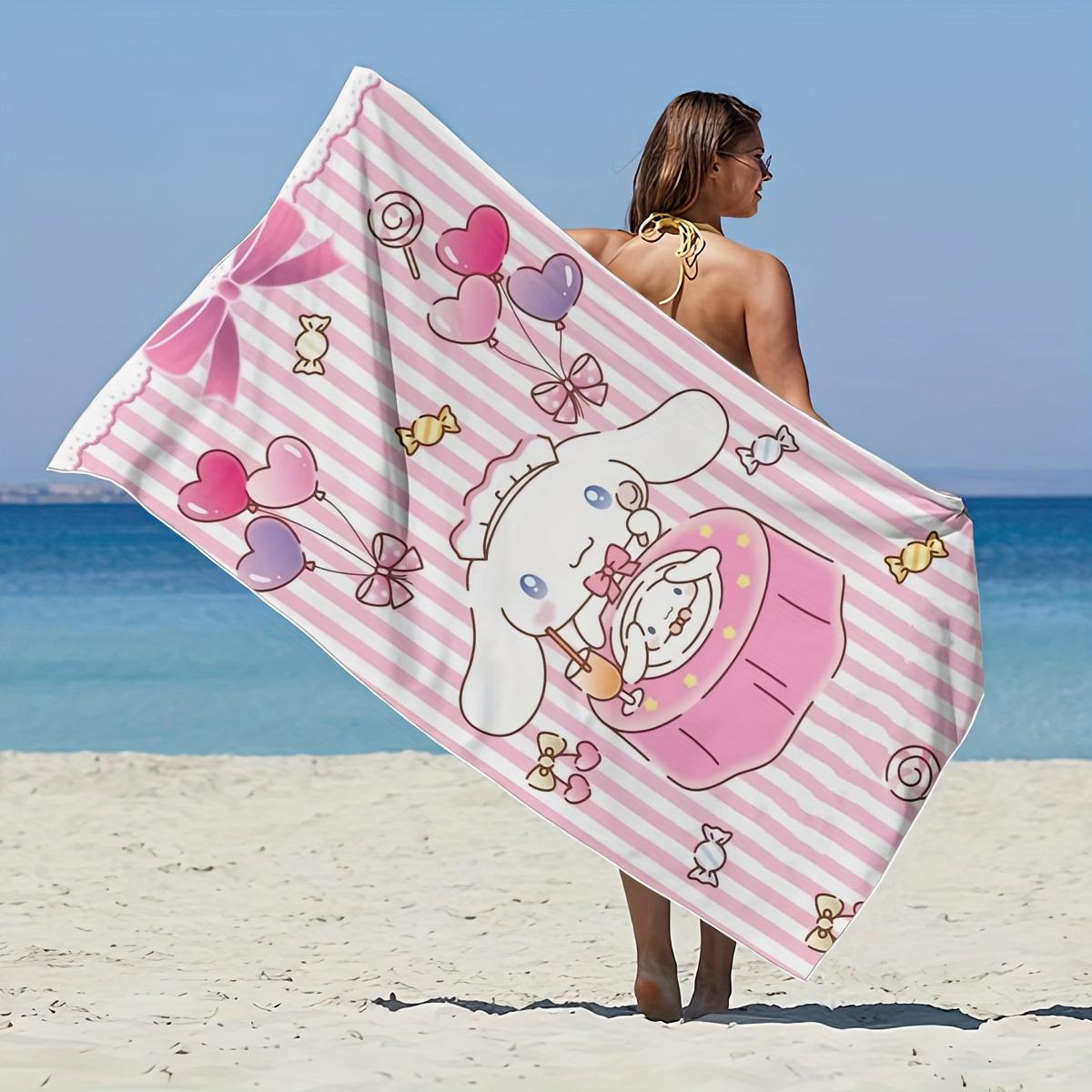 

Cinnamoroll Beach Towel 2D Single Print Pink Travel Accessory Absorbent Soft Adorable Cartoon-Themed Durable Beach W30*H60(CM)