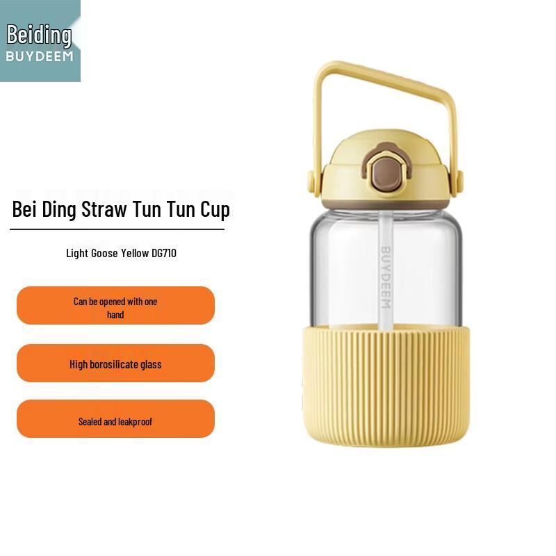 BeiDing 1000ML Glass Straw Tumbler