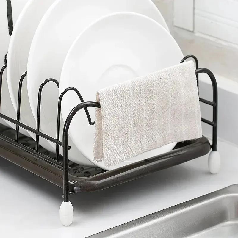 Iron Kitchen Dish Drying Rack Holder with Tray Tableware Storage Shelf Plate Dish Rack Drainer Cabinet Kitchen Organizer
