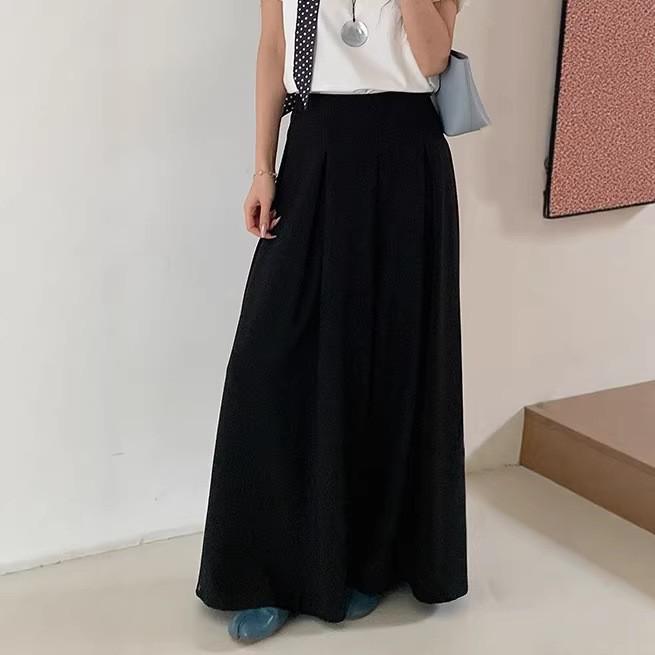 

High-Waisted Wide-Leg Floor-Length Slimming Casual Culottes Large чёрный