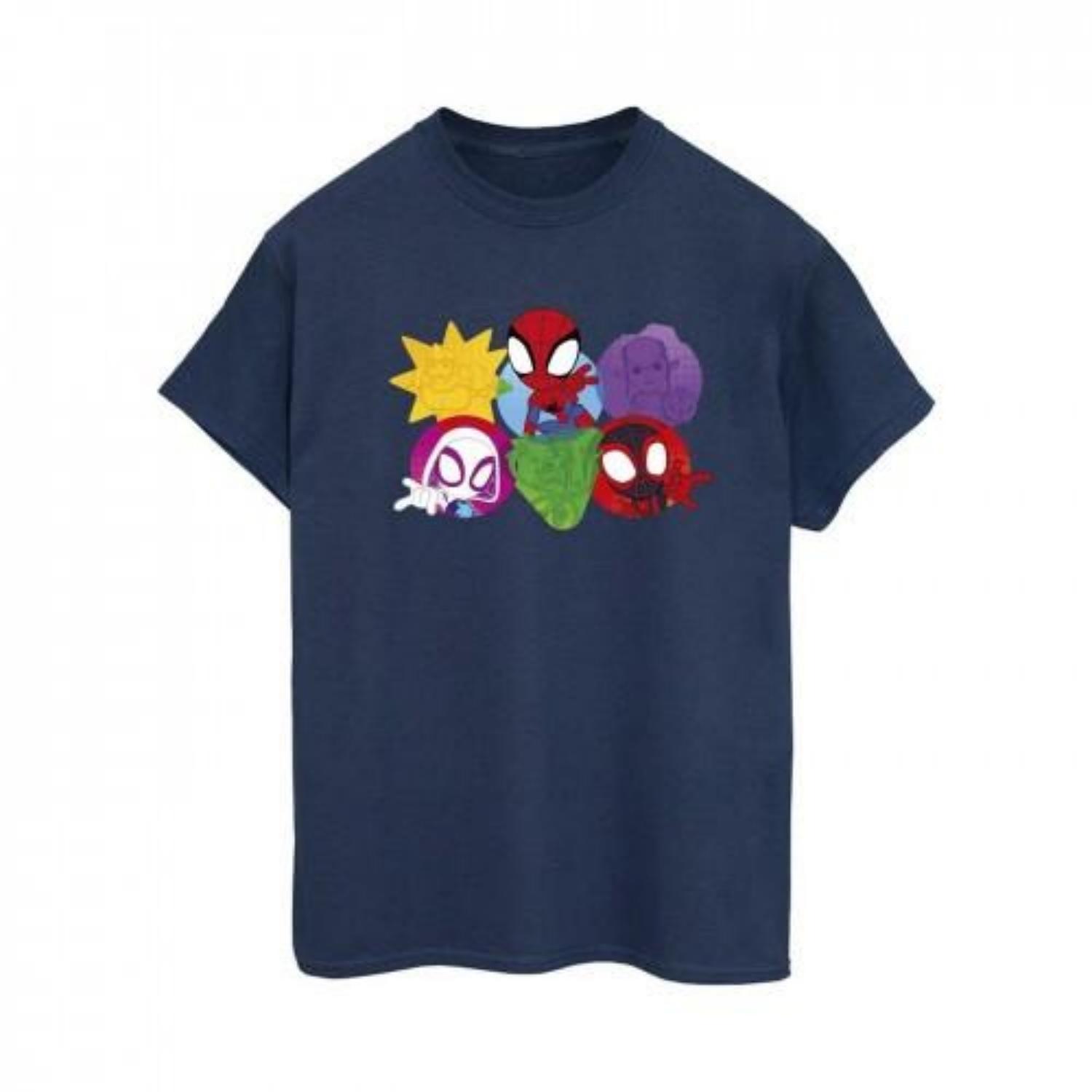 Marvel Womens_Ladies Spidey And His Amazing Friends Faces Cotton Boyfriend T-Shirt S чёрный
