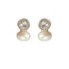 Rhombus zircon Mapei pearl ear clips, mosquito coil disc without ear piercings, high-end sense, niche fashion, light luxury temperament earrings