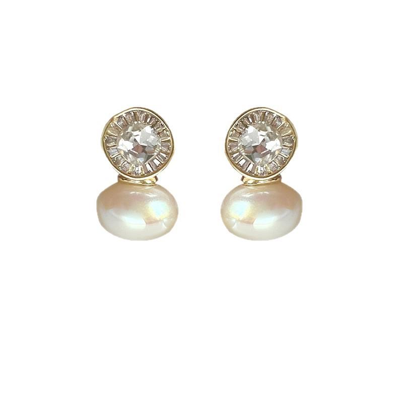 Rhombus zircon Mapei pearl ear clips, mosquito coil disc without ear piercings, high-end sense, niche fashion, light luxury temperament earrings