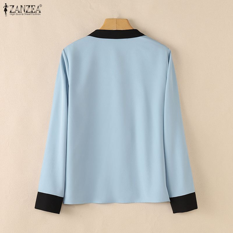 ZANZEA Women Casual Turn Down Collar Long Sleeve Blouse