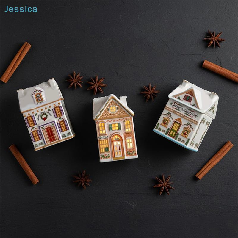 Christmas Holiday Village Spice House Set-Mini Gingerbread Houses Jars Festive Decor Kitchen Countertop Christmas Candle