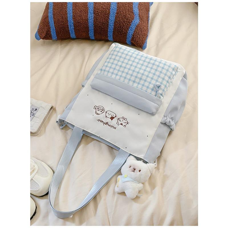 Light and Large-capacity Backpack, New High-value, Fresh and Sweet Plaid Schoolbag for Junior High School Students