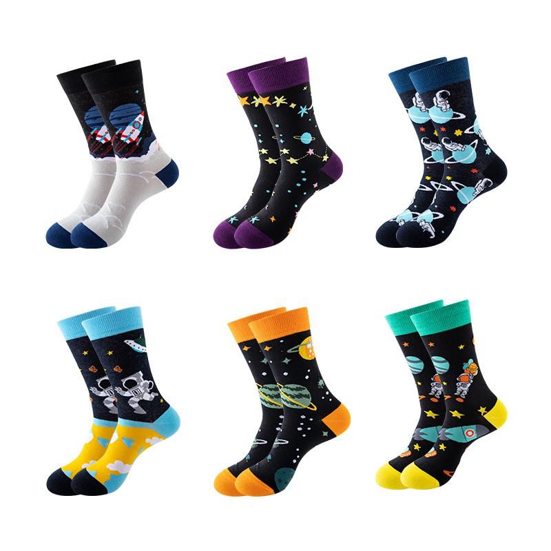 Stylish Mid-Calf Socks Men Women Animal Fruit Galaxy Print Casual Cotton