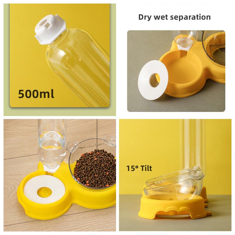 Automatischer Futterautomat für Katzen, Doppelnapf, 3-in-1-Wasserspender, Hundefutterbehälter, erhöhter Ständer, Futternapf für Haustiere, Sicherheit