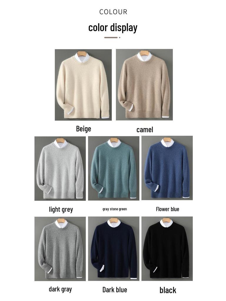 Men's 100% Wool Half-High Neck Sweater - Versatile Natural Fiber Knitwear for Autumn/Winter