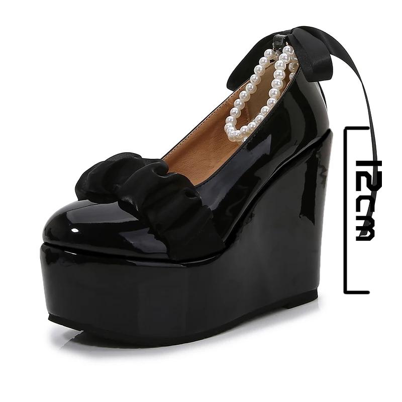 Fashion 15cm 12cm 10cm Sweet High Heel Platform Shoes Wedge Heels Pumps Women Shoes Bride Wedding Rhinestone White Shoes Elegant