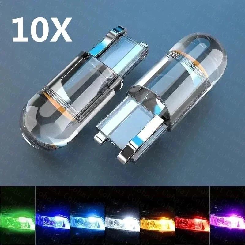 10x Newest W5W Led T10 Car Light COB Glass 6000K Auto Automobiles License Plate Lamp Dome Read DRL Bulb Style 12V