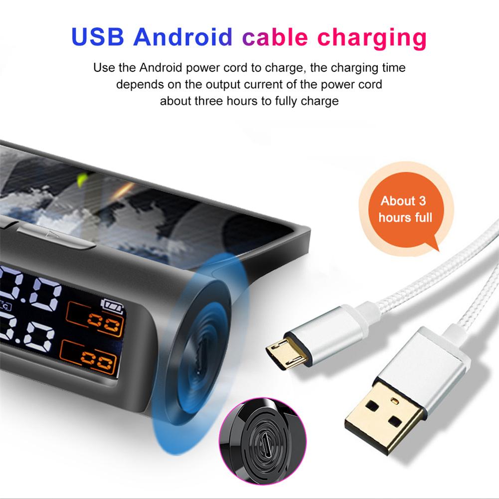 Tire Pressure Monitoring Systems Solar Car Digital Display Wireless Solar Power With Real Time Monitor Pressure Temperature Automotive TPMS