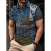 Mens Oversized Retro American Style Polo Shirt With 3D Digital Print Pique Cotton Breathable Comfortable Casual Wear
