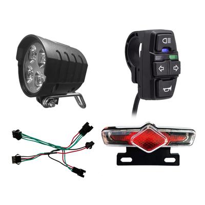 Ebike Light Bike Bike Headlight and Tail Light Set Lithium-ion with Turn Signals & Control Switch