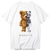 Teddy Bear Tshirt Cool Robotic Graphic Tops Harajuku Cartoon Streetwear Fitness Clothes Casual Fashion Tee Roupas Masculinas