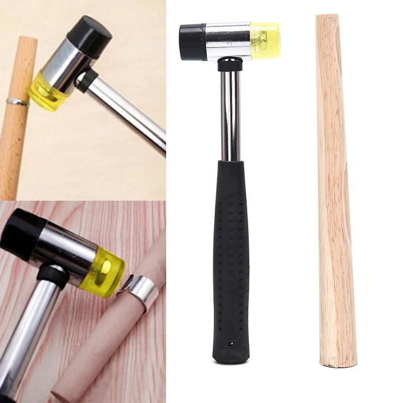Tapered Wood Mandrel Stick Double Face Rubber Hammer Finger Ring Jewelry Tool