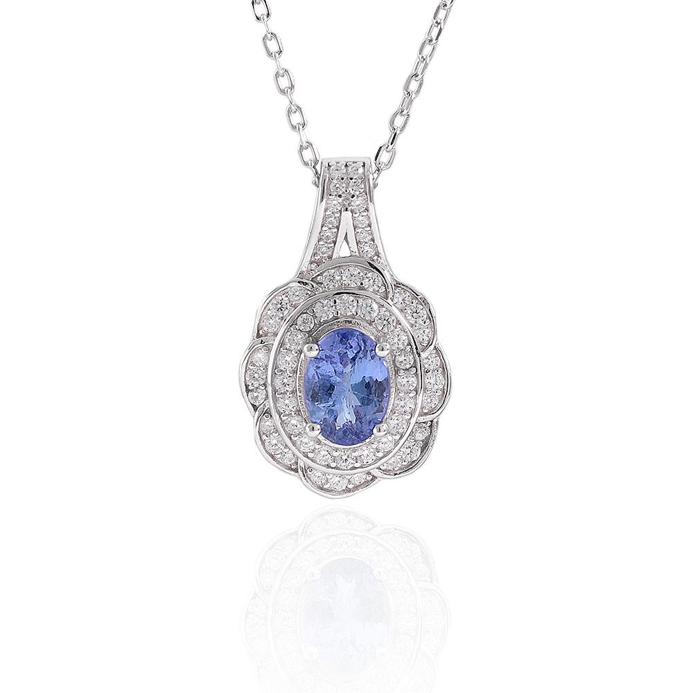 

Classic design pendant Natural blue Tanzanite gemstone 925 sterling silver necklace fine jewelry for girlfriend s birthday gifts M