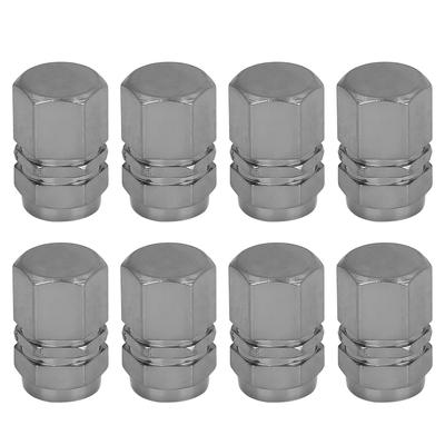 X AUTOHAUX Tire Stem Valve Cap Wheel Valve Cover Car Dustproof Hexagon Aluminum Alloy Tire Cap 8pcs Gray