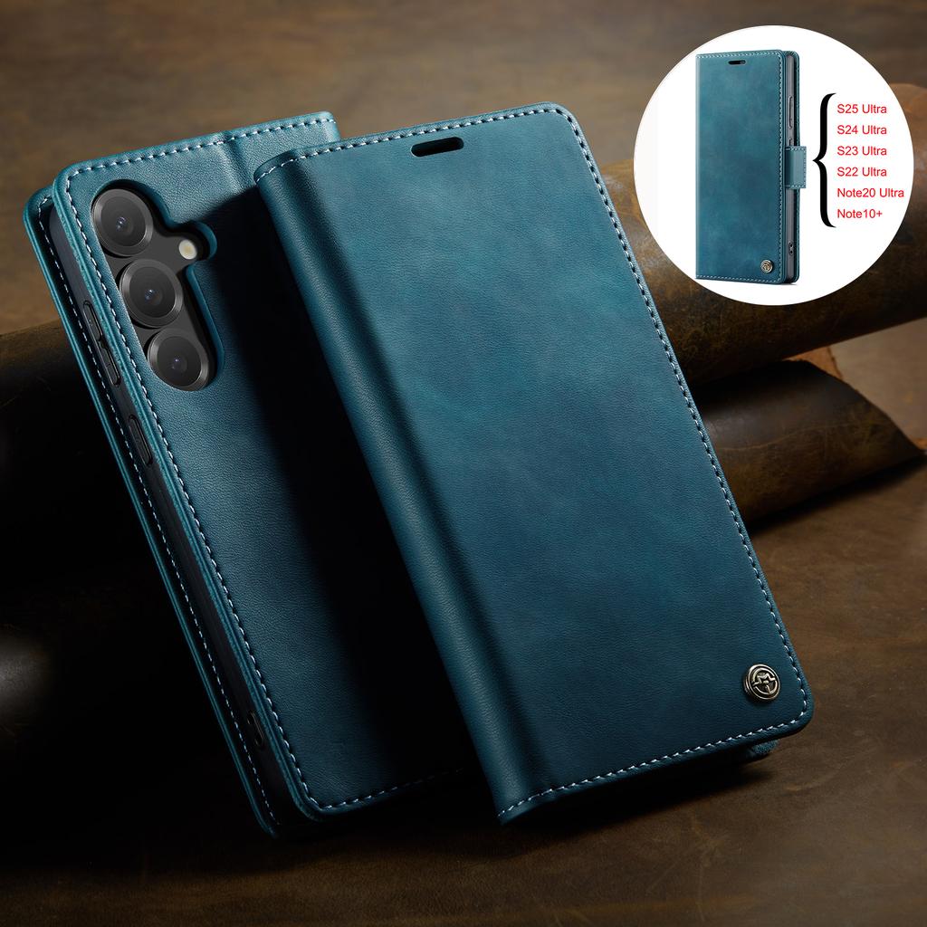 Premium Leather Case For Samsung Galaxy S25 S24 Plus S23 S22 S21 S20 Ultra FE Note20 Ultra S10 Magnetic Flip Wallet Card Cover