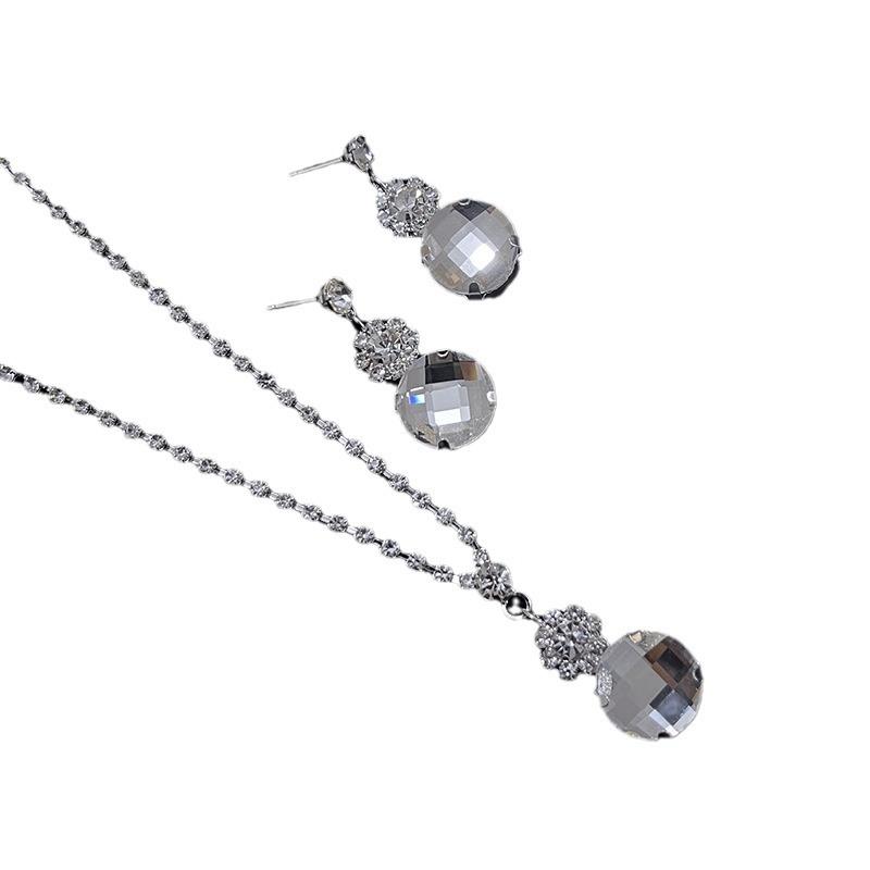 Bridal Flower Zircon Necklace Earrings Set, Wedding Dress Studio Popular Jewelry Women, Jewelry