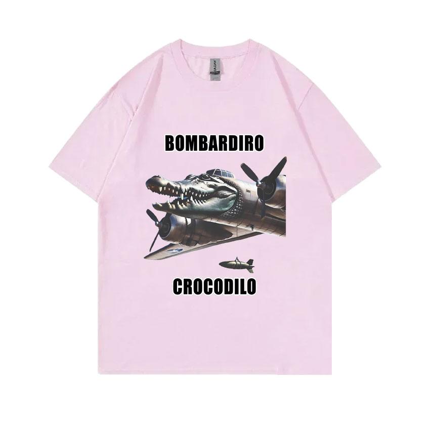 Bombardiro Crocodilo Funny Crocodile Plane Bomber Meme Graphic T-shirts Men Hilarious Humor Brain Rot Tops 100% Cotton T Shirts