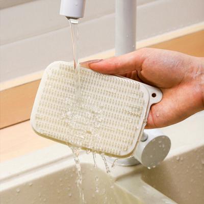 Cepillo de Limpieza Cerdas Suaves Densas Fácil de Enjuagar Escurridor Versátil Estropajo Doméstico Eliminación de Suciedad en Frutas Verduras Agujero para Colgar Estropajo de Limpieza