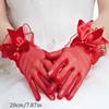 Seethrough Bowknot Mesh Gloves for Evening Party Short Gloves Bridal Gloves Wedding Accessory Handwear for Special Event
