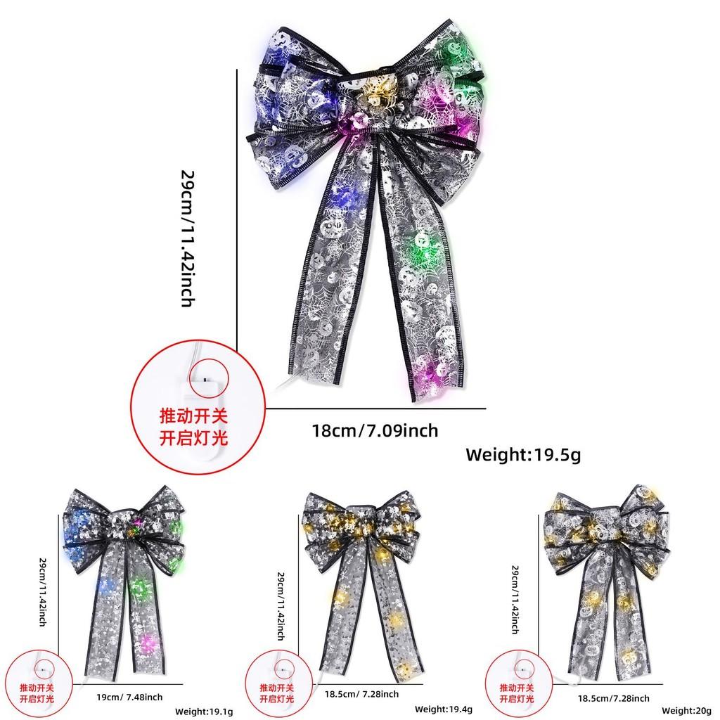 Halloween Stunning Bow Decoration With Glowing Skeleton And Pumpkin Designs For Parties Festive